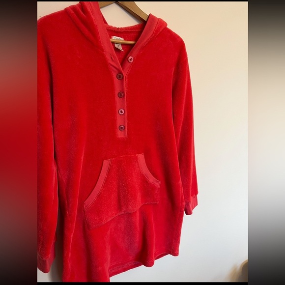 Pink Hooded Button-Up Pullover pajama pink small - Picture 2 of 5